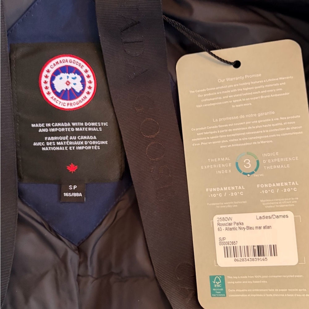 Canada Goose Women's Rossclair Parka 2580W Size Small Atlantic Navy Blue NWT - Picture 6 of 6